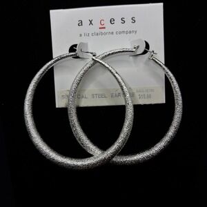 Axcess Surgical Steel Ear Wire Hoop Earrings Latch Closure